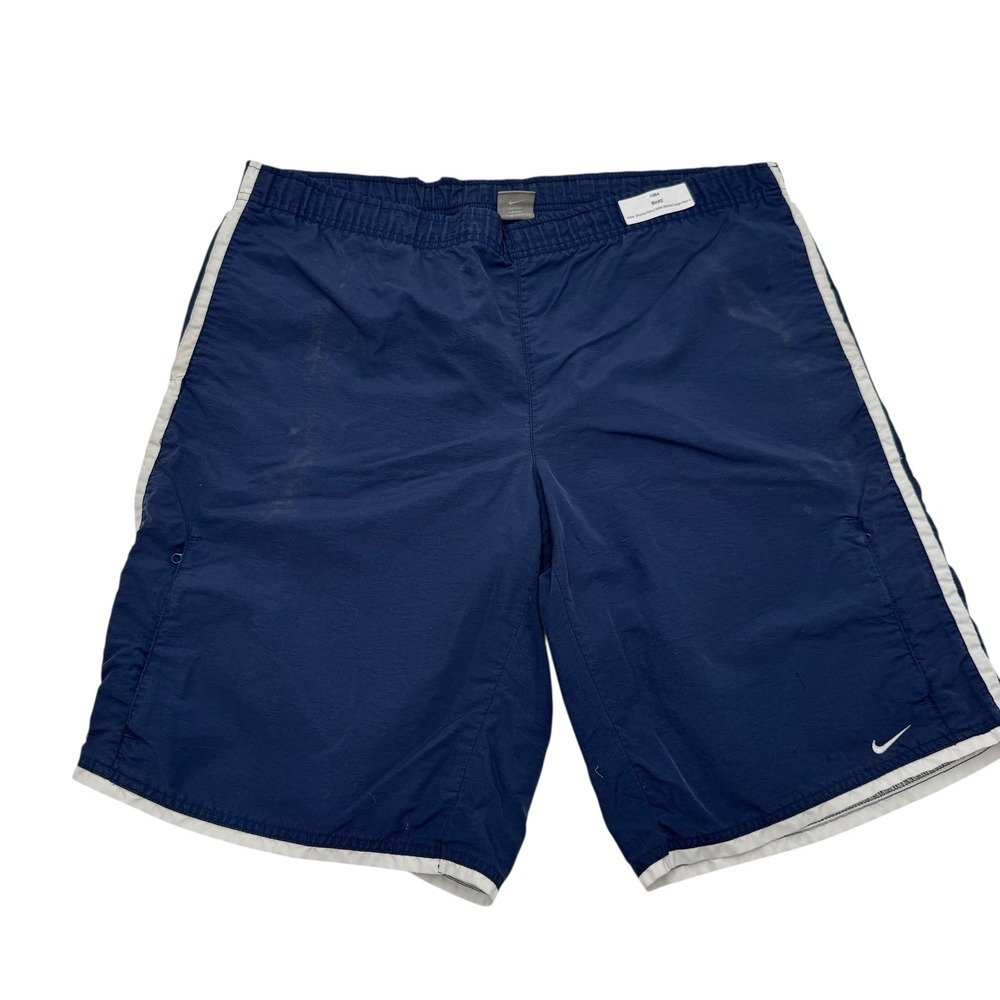 Nike Athletic Shorts Mens Large Navy Blue Good Swoosh Side Stripe Training